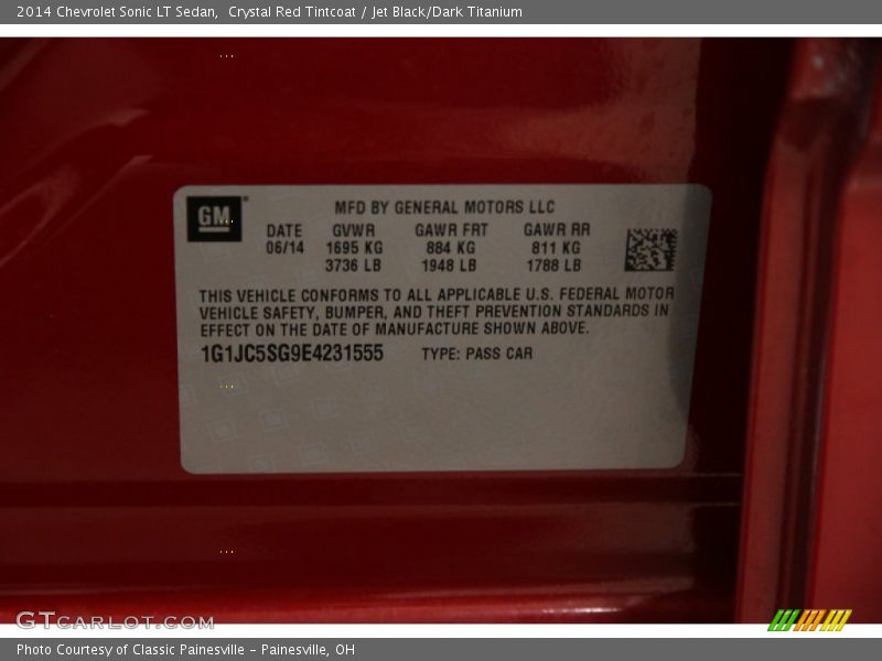 Crystal Red Tintcoat / Jet Black/Dark Titanium 2014 Chevrolet Sonic LT Sedan