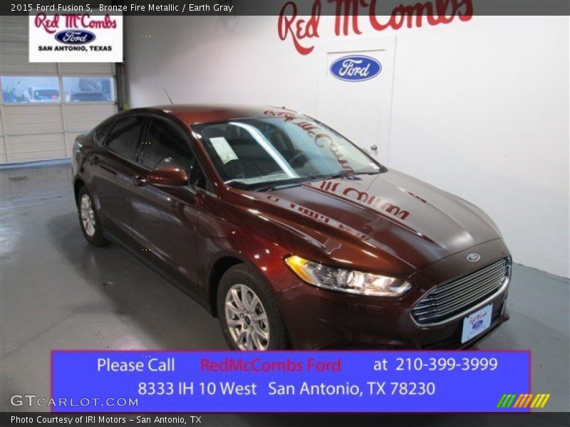 Bronze Fire Metallic / Earth Gray 2015 Ford Fusion S