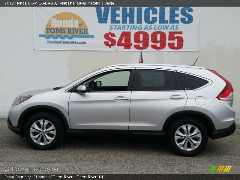 Alabaster Silver Metallic / Beige 2012 Honda CR-V EX-L 4WD