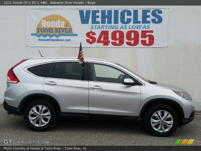 Alabaster Silver Metallic / Beige 2012 Honda CR-V EX-L 4WD