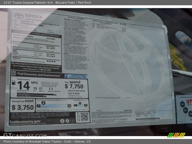 Blizzard Pearl / Red Rock 2015 Toyota Sequoia Platinum 4x4