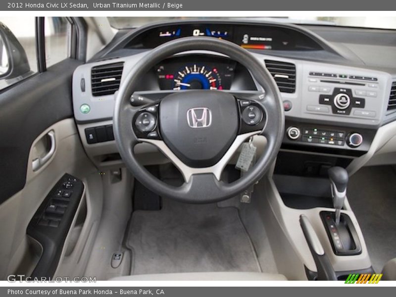 Urban Titanium Metallic / Beige 2012 Honda Civic LX Sedan