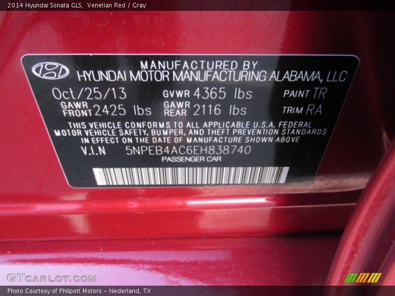Venetian Red / Gray 2014 Hyundai Sonata GLS