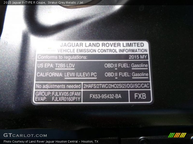 Stratus Grey Metallic / Jet 2015 Jaguar F-TYPE R Coupe