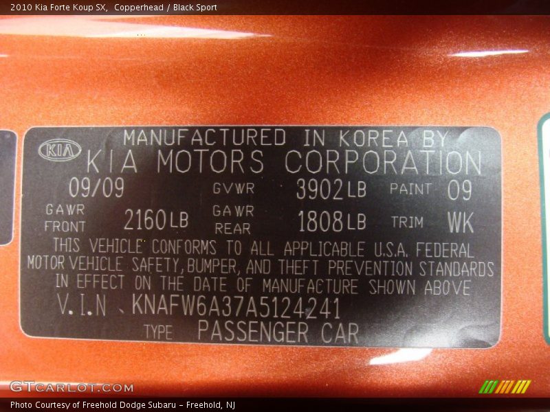 Copperhead / Black Sport 2010 Kia Forte Koup SX