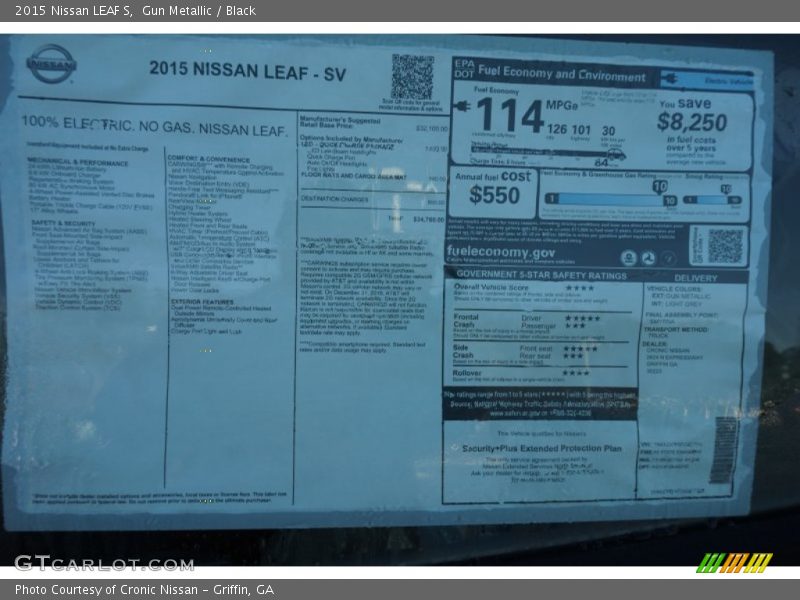 Gun Metallic / Black 2015 Nissan LEAF S