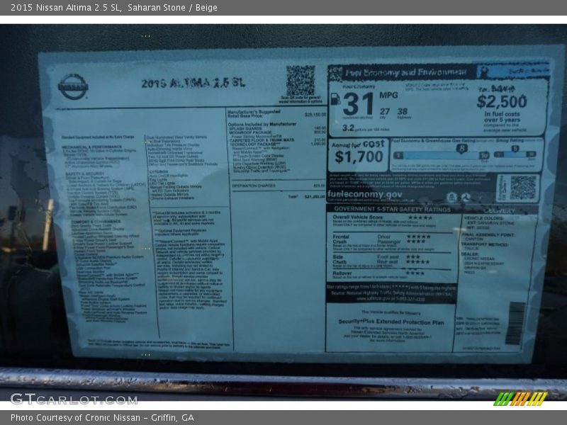 Saharan Stone / Beige 2015 Nissan Altima 2.5 SL