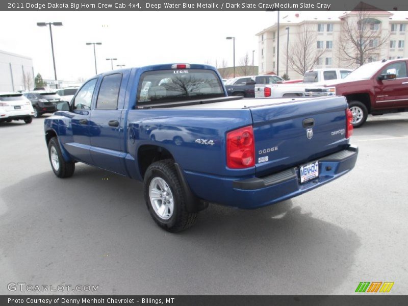 Deep Water Blue Metallic / Dark Slate Gray/Medium Slate Gray 2011 Dodge Dakota Big Horn Crew Cab 4x4