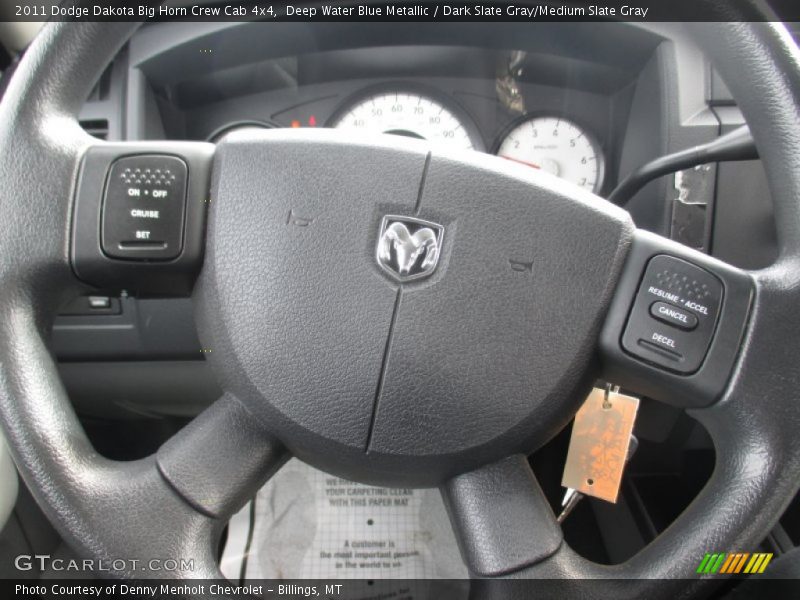 Deep Water Blue Metallic / Dark Slate Gray/Medium Slate Gray 2011 Dodge Dakota Big Horn Crew Cab 4x4