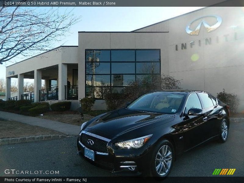 Malbec Black / Stone 2014 Infiniti Q 50 Hybrid AWD Premium