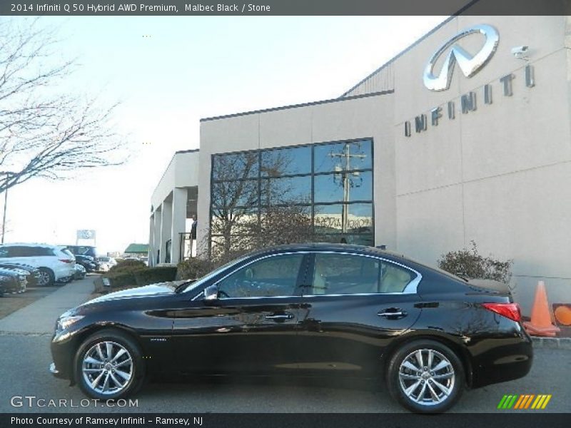 Malbec Black / Stone 2014 Infiniti Q 50 Hybrid AWD Premium