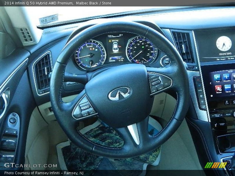 Malbec Black / Stone 2014 Infiniti Q 50 Hybrid AWD Premium