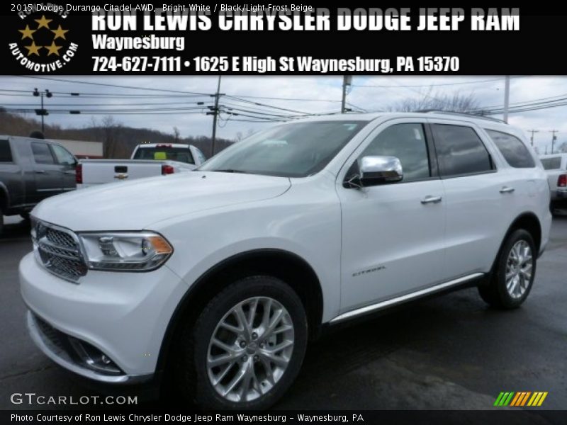 Bright White / Black/Light Frost Beige 2015 Dodge Durango Citadel AWD