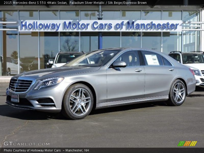 Palladium Silver Metallic / Silk Beige/Espresso Brown 2015 Mercedes-Benz S 550 4Matic Sedan