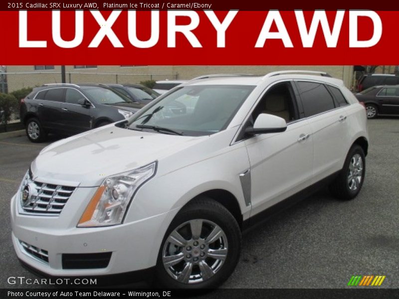 Platinum Ice Tricoat / Caramel/Ebony 2015 Cadillac SRX Luxury AWD