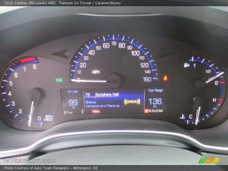 Platinum Ice Tricoat / Caramel/Ebony 2015 Cadillac SRX Luxury AWD