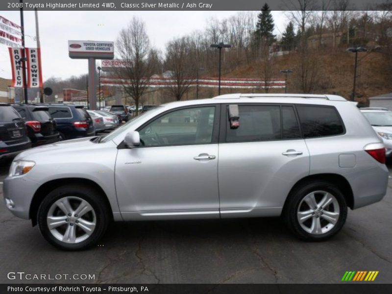 Classic Silver Metallic / Ash Gray 2008 Toyota Highlander Limited 4WD