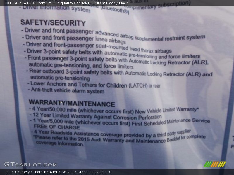Brilliant Black / Black 2015 Audi A3 2.0 Premium Plus quattro Cabriolet