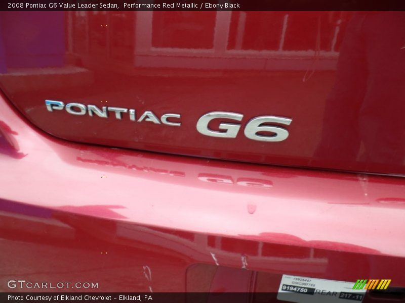 Performance Red Metallic / Ebony Black 2008 Pontiac G6 Value Leader Sedan