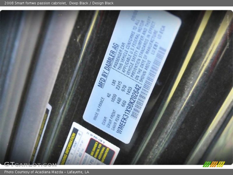 Deep Black / Design Black 2008 Smart fortwo passion cabriolet