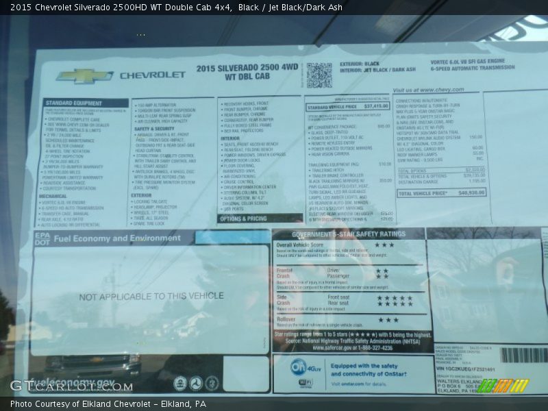  2015 Silverado 2500HD WT Double Cab 4x4 Window Sticker