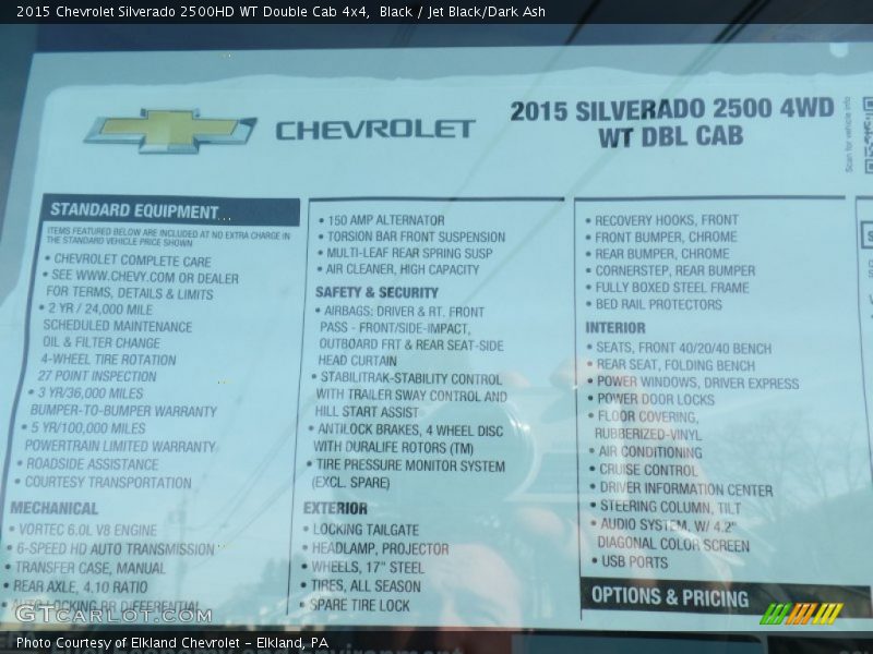  2015 Silverado 2500HD WT Double Cab 4x4 Window Sticker