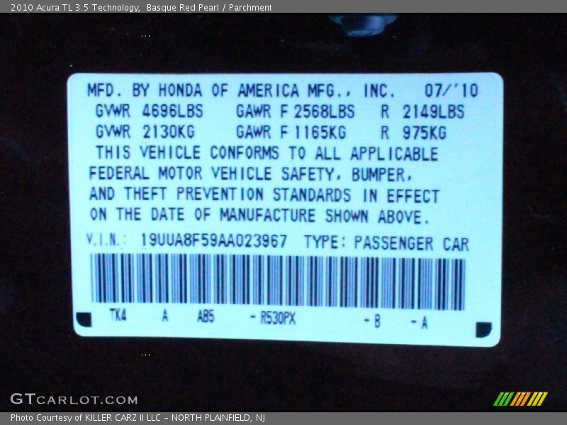 Basque Red Pearl / Parchment 2010 Acura TL 3.5 Technology