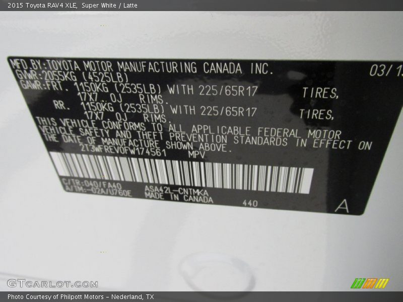 Super White / Latte 2015 Toyota RAV4 XLE
