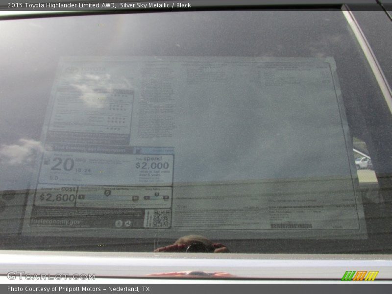 Silver Sky Metallic / Black 2015 Toyota Highlander Limited AWD