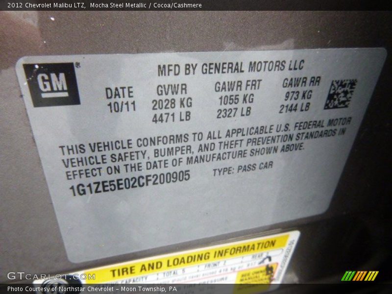 Mocha Steel Metallic / Cocoa/Cashmere 2012 Chevrolet Malibu LTZ