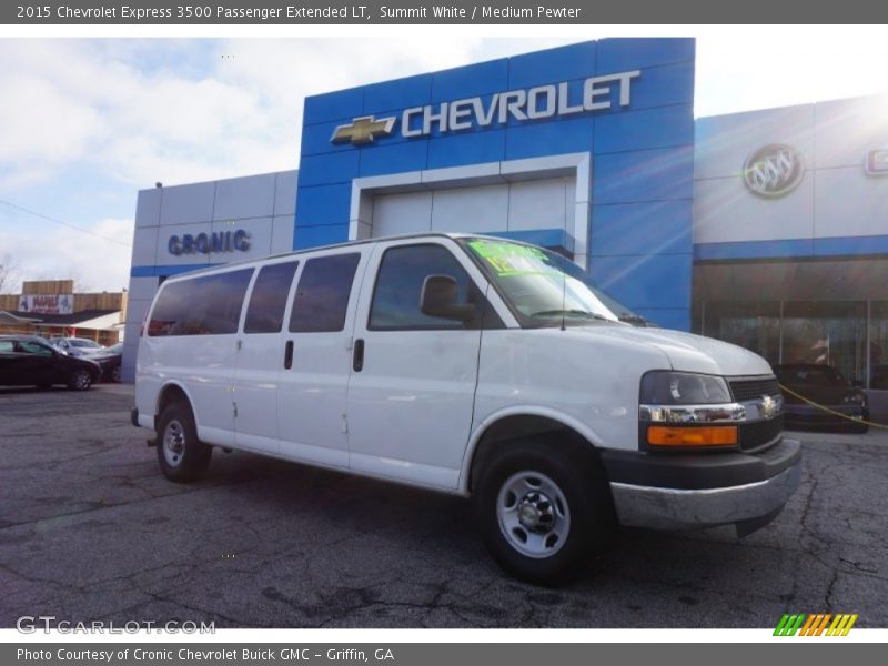 Summit White / Medium Pewter 2015 Chevrolet Express 3500 Passenger Extended LT