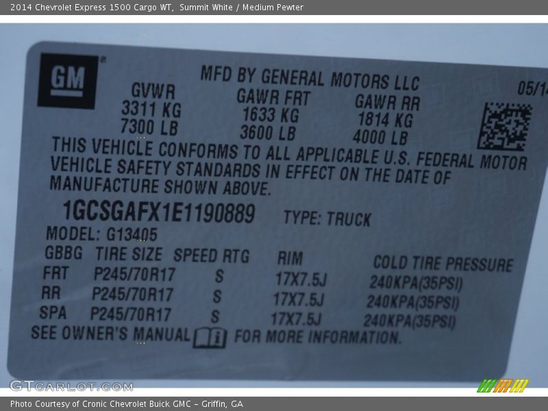 Summit White / Medium Pewter 2014 Chevrolet Express 1500 Cargo WT