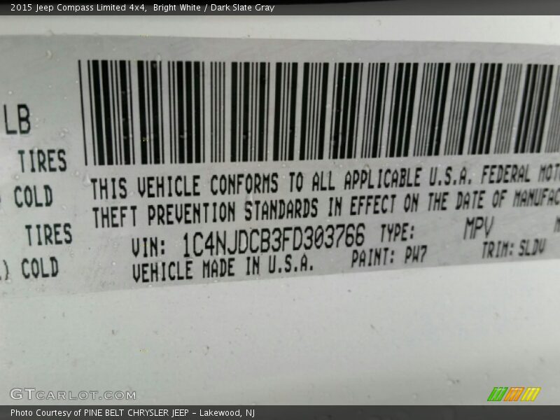 Bright White / Dark Slate Gray 2015 Jeep Compass Limited 4x4