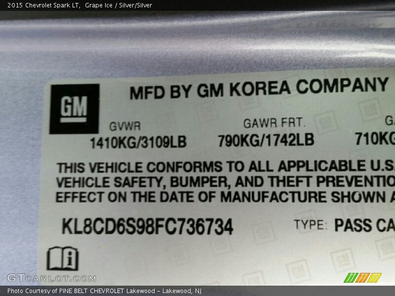 Grape Ice / Silver/Silver 2015 Chevrolet Spark LT