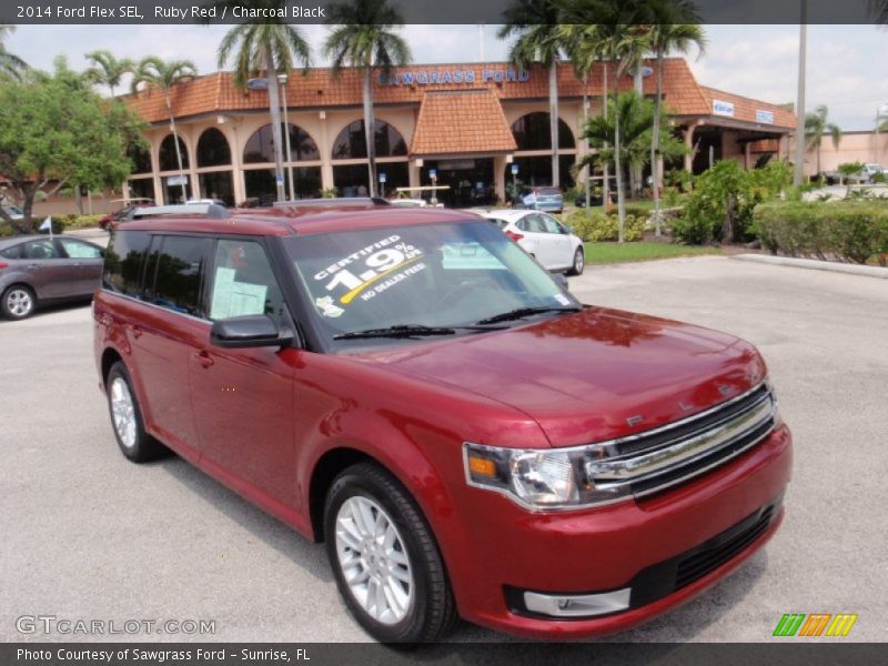 Ruby Red / Charcoal Black 2014 Ford Flex SEL