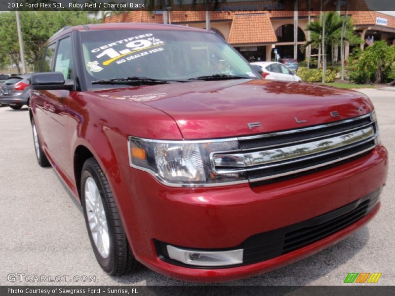 Ruby Red / Charcoal Black 2014 Ford Flex SEL