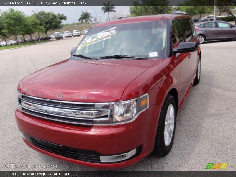 Ruby Red / Charcoal Black 2014 Ford Flex SEL