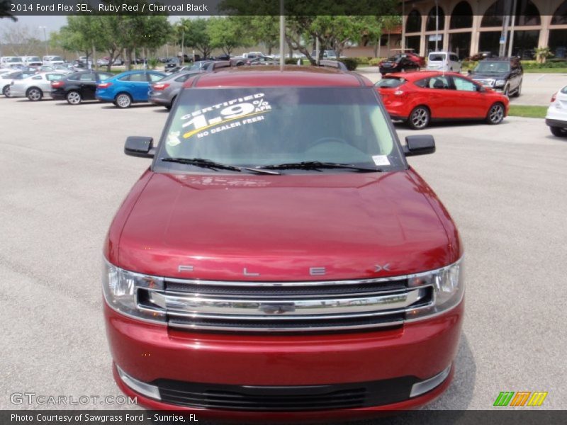 Ruby Red / Charcoal Black 2014 Ford Flex SEL