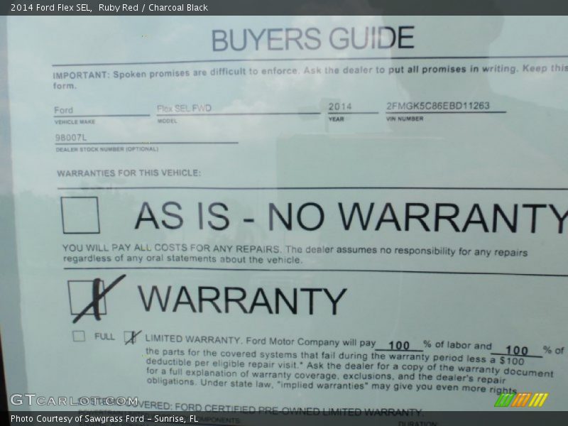 Ruby Red / Charcoal Black 2014 Ford Flex SEL