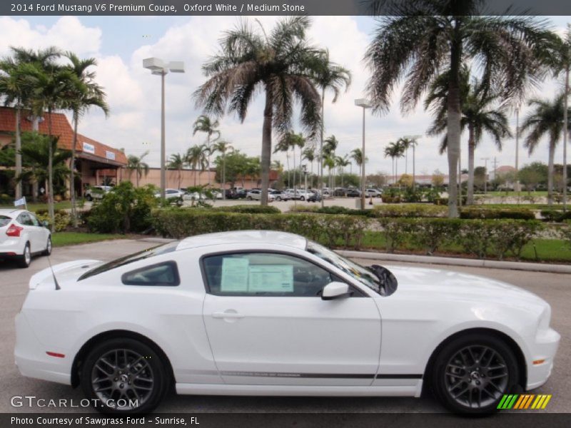 Oxford White / Medium Stone 2014 Ford Mustang V6 Premium Coupe