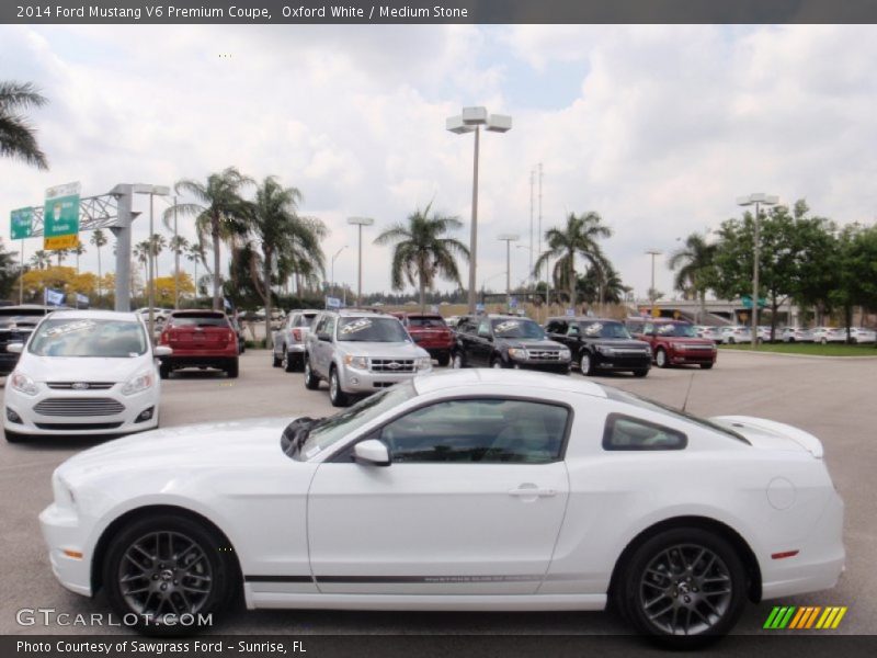 Oxford White / Medium Stone 2014 Ford Mustang V6 Premium Coupe