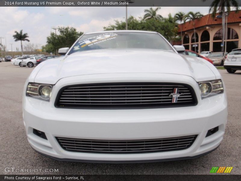 Oxford White / Medium Stone 2014 Ford Mustang V6 Premium Coupe