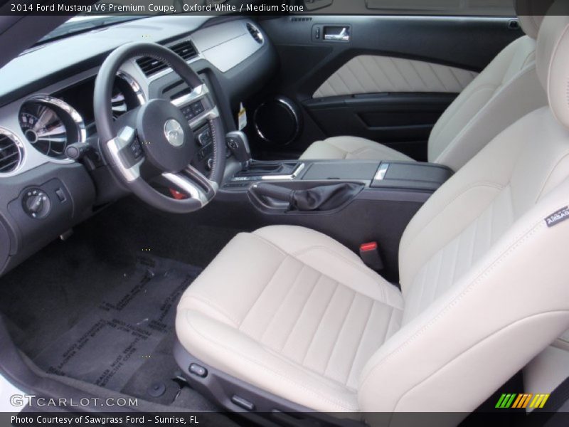 Oxford White / Medium Stone 2014 Ford Mustang V6 Premium Coupe