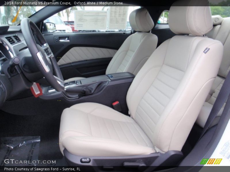 Oxford White / Medium Stone 2014 Ford Mustang V6 Premium Coupe