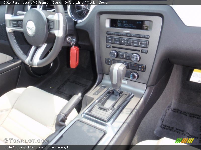 Oxford White / Medium Stone 2014 Ford Mustang V6 Premium Coupe