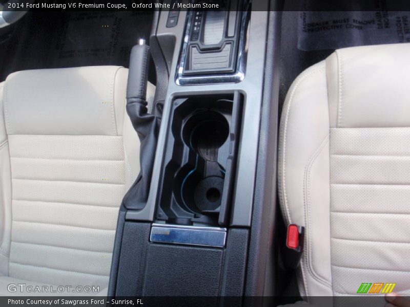 Oxford White / Medium Stone 2014 Ford Mustang V6 Premium Coupe