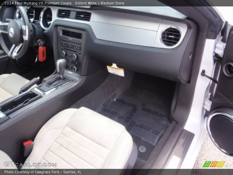 Oxford White / Medium Stone 2014 Ford Mustang V6 Premium Coupe