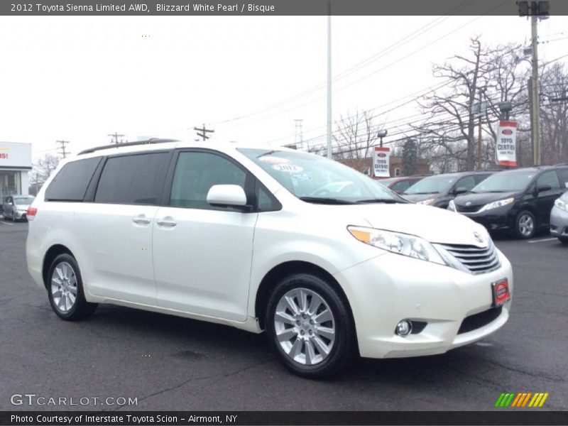 Blizzard White Pearl / Bisque 2012 Toyota Sienna Limited AWD