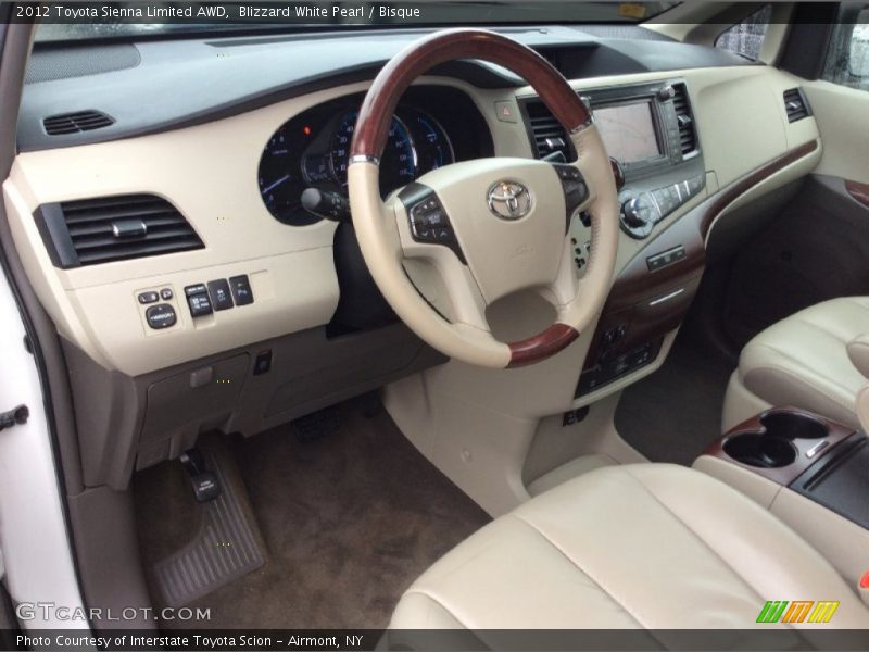 Blizzard White Pearl / Bisque 2012 Toyota Sienna Limited AWD