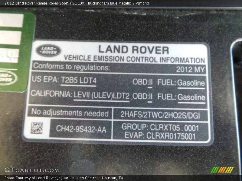 Buckingham Blue Metallic / Almond 2012 Land Rover Range Rover Sport HSE LUX